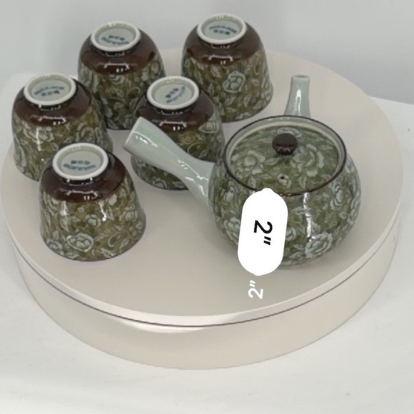 Arita Ware Japanese Tea Set Green Floral Teapot Cups Made in Japan Vintage 96-04